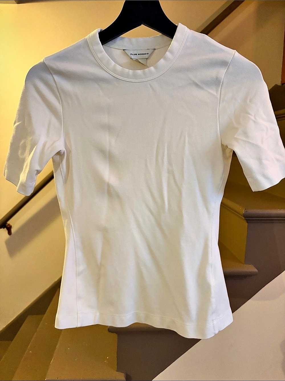 Club Monaco Women's Mock neck Short Sleeve Tee in White